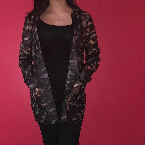 Zara Jackets & Blazers - Zara transparent army camo rain jacket